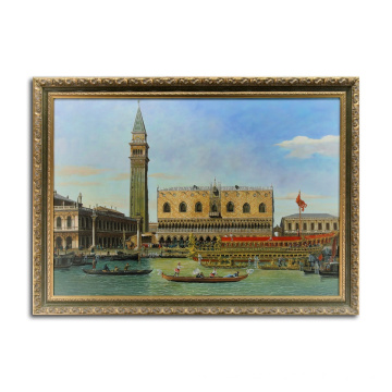 The Bucintoro at the Molo on Ascension Day by Canaletto Hand Painted Venice Canvas Luxury Home Decor